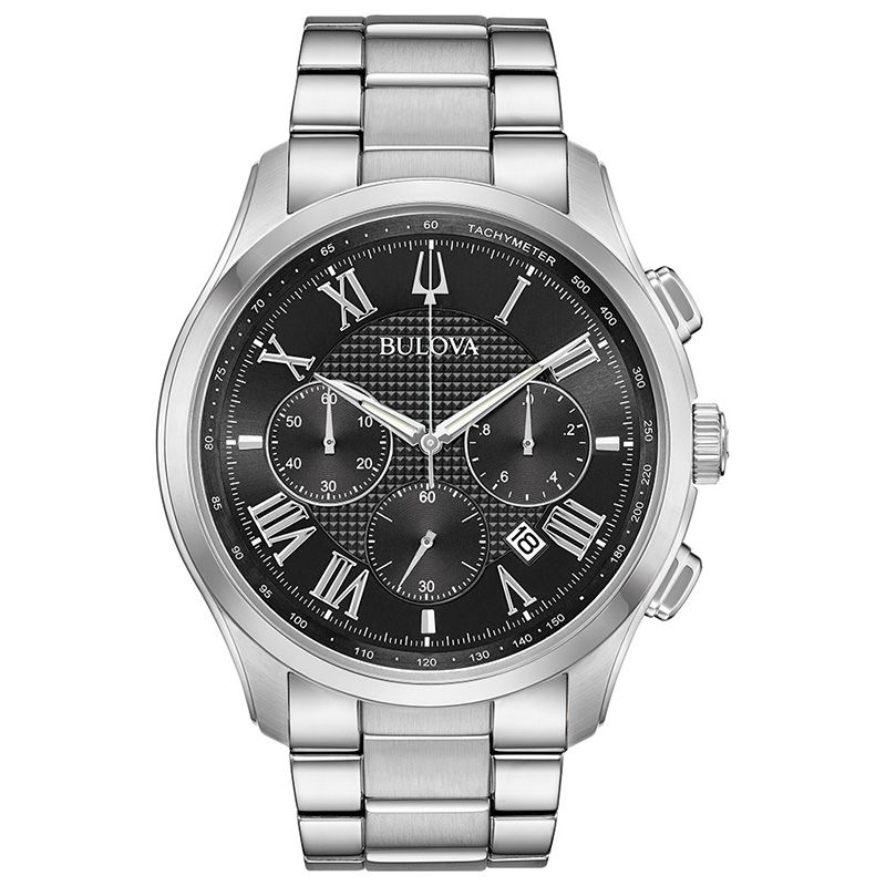Men's Bulova Classic Chronograph Watch with Black Dial (Model: 96B288)|Peoples Jewellers