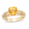 Thumbnail Image 0 of 7.0mm Cushion-Cut Citrine Solitaire Ribbed Shank Ring in 10K Gold
