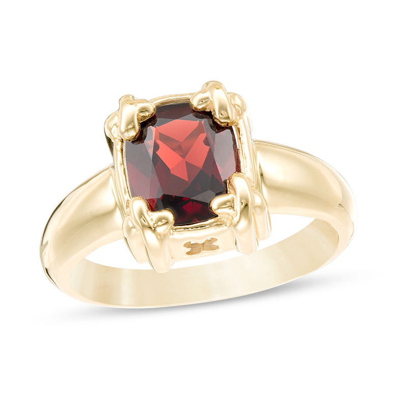 Cushion-Cut Garnet "X" Prong Ring in 10K Gold