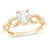 Thumbnail Image 1 of 6.5mm White Topaz Solitaire Petal Frame Twist Shank Ring in 10K Gold