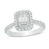 Thumbnail Image 1 of Vera Wang Love Collection 1.29 CT. T.W. Emerald-Cut Diamond Double Frame Engagement Ring in 14K White Gold