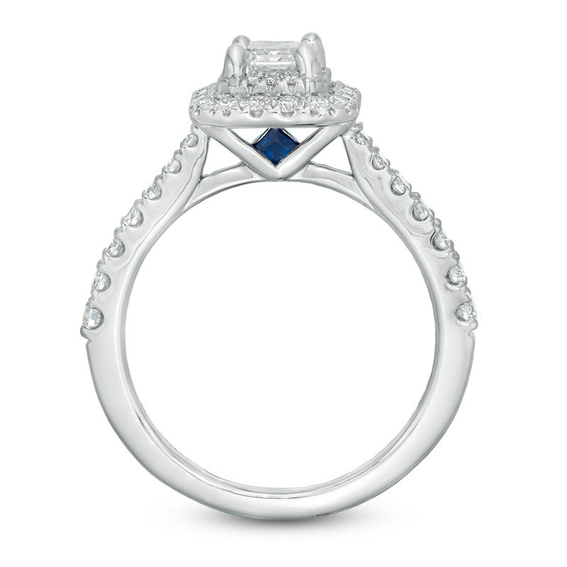 Vera Wang Love Collection 1.29 CT. T.W. Emerald-Cut Diamond Double Frame Engagement Ring in 14K White Gold