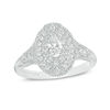 Thumbnail Image 0 of Vera Wang Love Heirloom Collection 0.58 CT. T.W. Oval Diamond Double Frame Engagement Ring in 14K White Gold