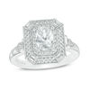 Thumbnail Image 1 of Vera Wang Love Heirloom Collection 0.95 CT. T.W. Oval Diamond Octagon Frame Engagement Ring in 14K White Gold