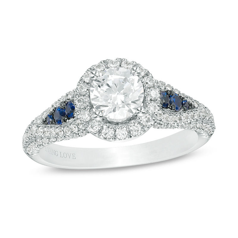 Vera Wang Love Collection 1.23 CT. T.W. Diamond and Blue Sapphire Frame ...