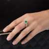 Thumbnail Image 2 of 5.0mm Princess-Cut Lab-Created Emerald and 0.43 CT. T.W. Diamond Three Stone Frame Vintage-Style Ring in 10K White Gold