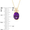 Thumbnail Image 3 of Oval Amethyst and 0.09 CT. T.W. Diamond Tri-Top Pendant in 10K Gold