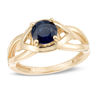 Thumbnail Image 0 of 6.5mm Blue Sapphire Solitaire Evil Eye Split Shank Ring in 10K Gold