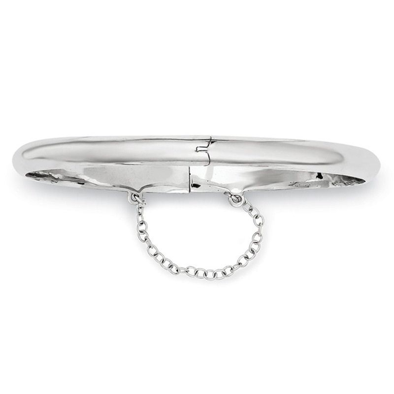 5.0mm Polished Bangle in Sterling Silver with Safety Chain