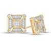 Thumbnail Image 0 of Men's 0.115 CT. T.W. Quad Diamond Vintage-Style Frame Stud Earrings in Sterling Silver with 14K Gold Plate