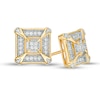 Thumbnail Image 1 of 0.115 CT. T.W. Quad Diamond Vintage-Style Frame Stud Earrings in Sterling Silver with 14K Gold Plate