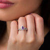 Thumbnail Image 3 of Marquise Amethyst and Lab-Created White Sapphire Frame Vintage-Style Bridal Set in 10K White Gold