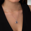 Thumbnail Image 3 of 5.0mm Lab-Created Blue Sapphire and Diamond Accent Beaded Circular Wave Pendant in Sterling Silver