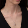 Thumbnail Image 1 of 5.0mm Amethyst and Diamond Accent Beaded Infinity Flame Pendant in Sterling Silver and 10K Rose Gold