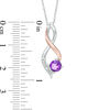 Thumbnail Image 2 of 5.0mm Amethyst and Diamond Accent Beaded Infinity Flame Pendant in Sterling Silver and 10K Rose Gold