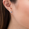 Blue Sapphire and 0.16 CT. T.W. Diamond Frame Heart Stud Earrings in 10K White Gold