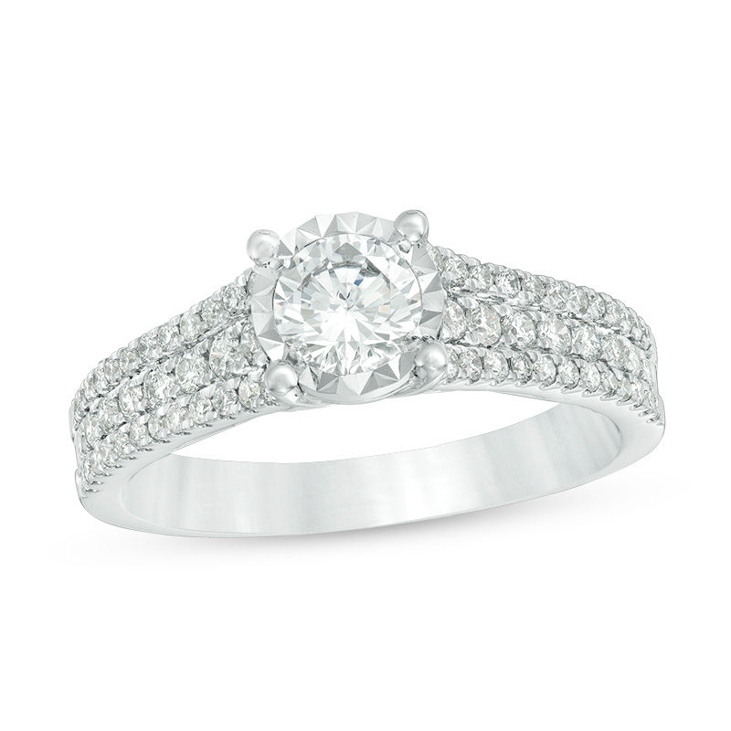 1.00 CT. T.W. Diamond Multi-Row Engagement Ring in 14K White Gold