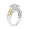 Thumbnail Image 1 of 1.00 CT. T.W. Princess-Cut Composite Diamond Frame Multi-Row Engagement Ring in 14K Two-Tone Gold