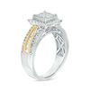 Thumbnail Image 2 of 1.00 CT. T.W. Princess-Cut Composite Diamond Frame Multi-Row Engagement Ring in 14K Two-Tone Gold