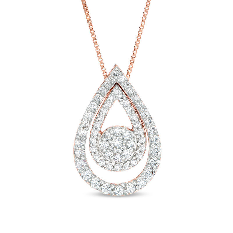 Convertibilities 0.95 CT. T.W. Diamond Teardrop Three-in-One Pendant in 10K Rose Gold