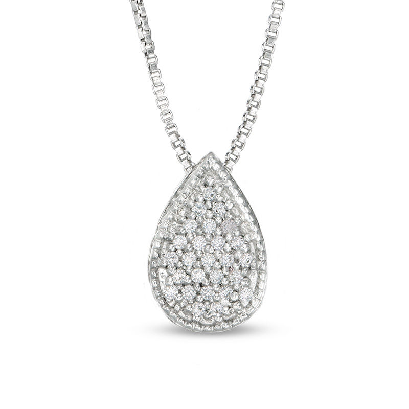 Main Image 2 of Convertibilities 0.18 CT. T.W. Composite Diamond Teardrop Three-in-One Pendant in Sterling Silver