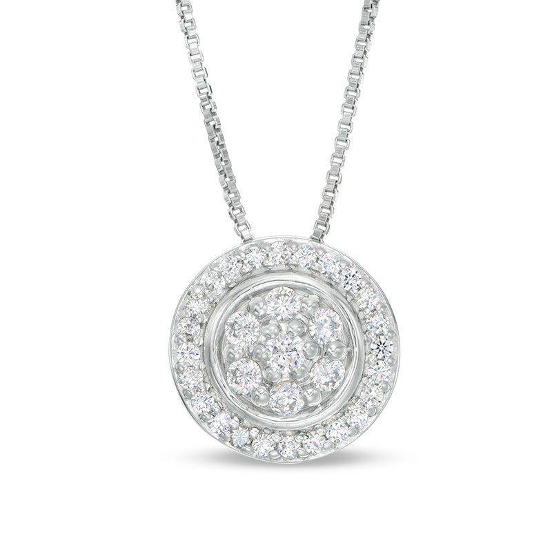 Convertibilities 0.47 CT. T.W. Composite Diamond Circle Three-in-One Pendant in 10K White Gold|Peoples Jewellers