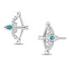 Thumbnail Image 1 of Enchanted Disney Merida Blue Topaz and 0.05 CT. T.W. Diamond Bow and Arrow Stud Earrings in Sterling Silver