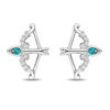Thumbnail Image 1 of Enchanted Disney Merida Blue Topaz and 0.05 CT. T.W. Diamond Bow and Arrow Stud Earrings in Sterling Silver
