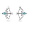 Thumbnail Image 2 of Enchanted Disney Merida Blue Topaz and 0.05 CT. T.W. Diamond Bow and Arrow Stud Earrings in Sterling Silver