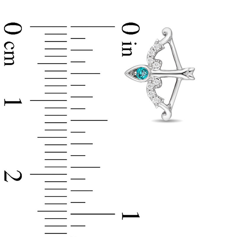 Main Image 3 of Enchanted Disney Merida Blue Topaz and 0.05 CT. T.W. Diamond Bow and Arrow Stud Earrings in Sterling Silver