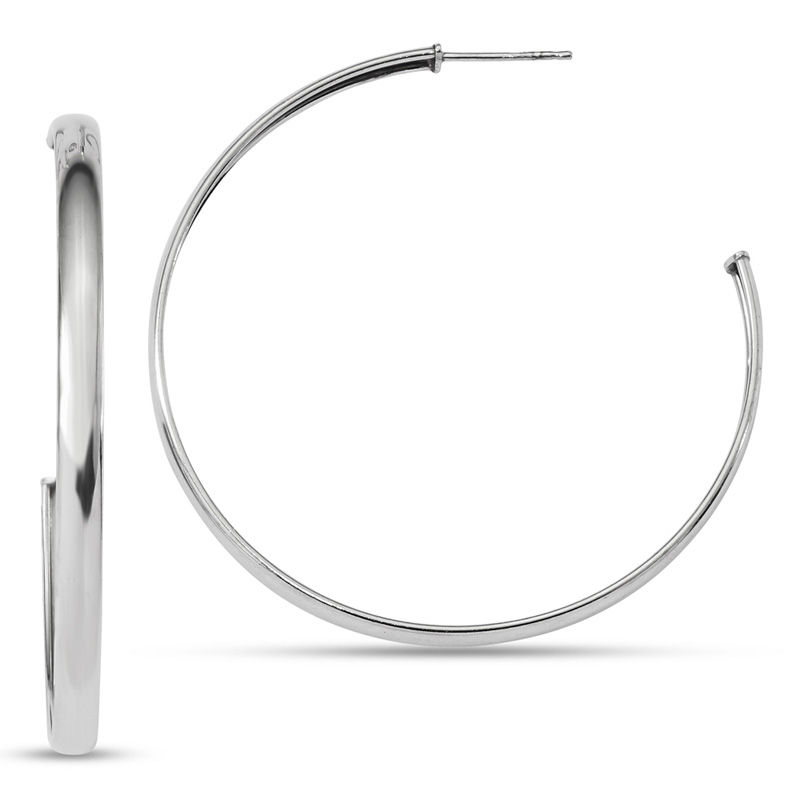 3.8 x 50.0mm Polished Half Hoop Earrings in Sterling Silver|Peoples Jewellers