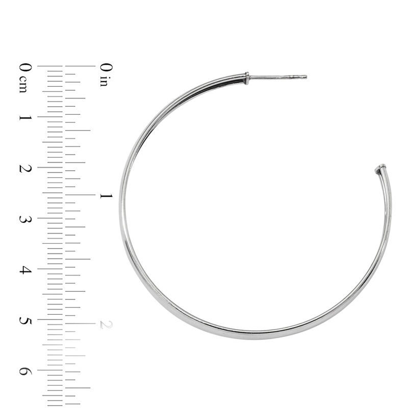 Main Image 2 of 50.0mm Polished Half Hoop Earrings in Sterling Silver