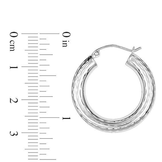 4.0 x 25.0mm Diamond-Cut Hoop Earrings in Sterling Silver 4.0 x 25.0mm Diamond-Cut Hoop Earrings in Sterling Silver