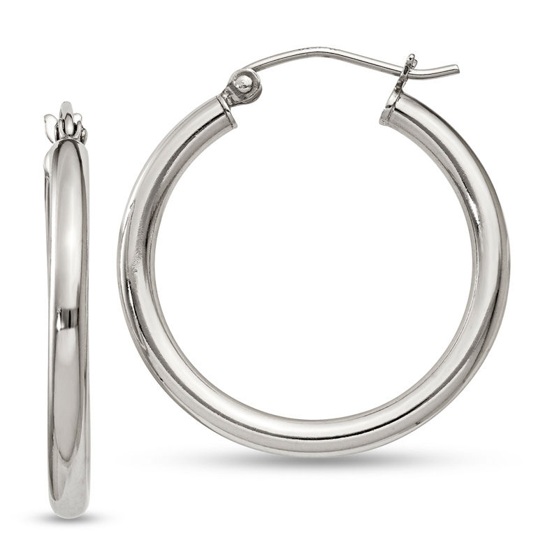 2.5 x 25.0mm Polished Hoop Earrings in Sterling Silver|Peoples Jewellers