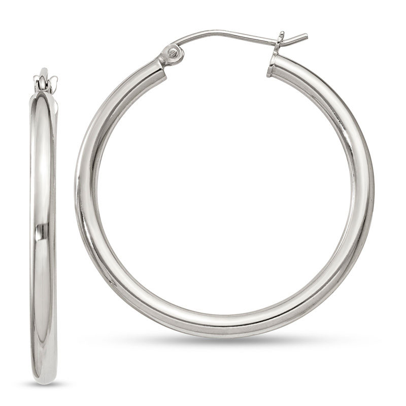 2.5 x 30.0mm Polished Hoop Earrings in Sterling Silver|Peoples Jewellers