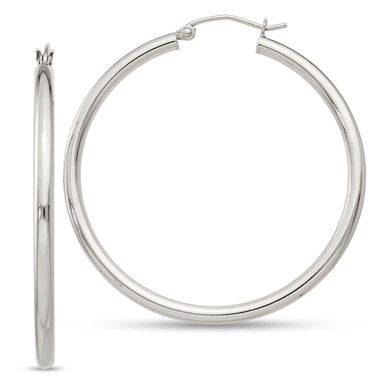 2.5 x 40.0mm Polished Hoop Earrings in Sterling Silver|Peoples Jewellers