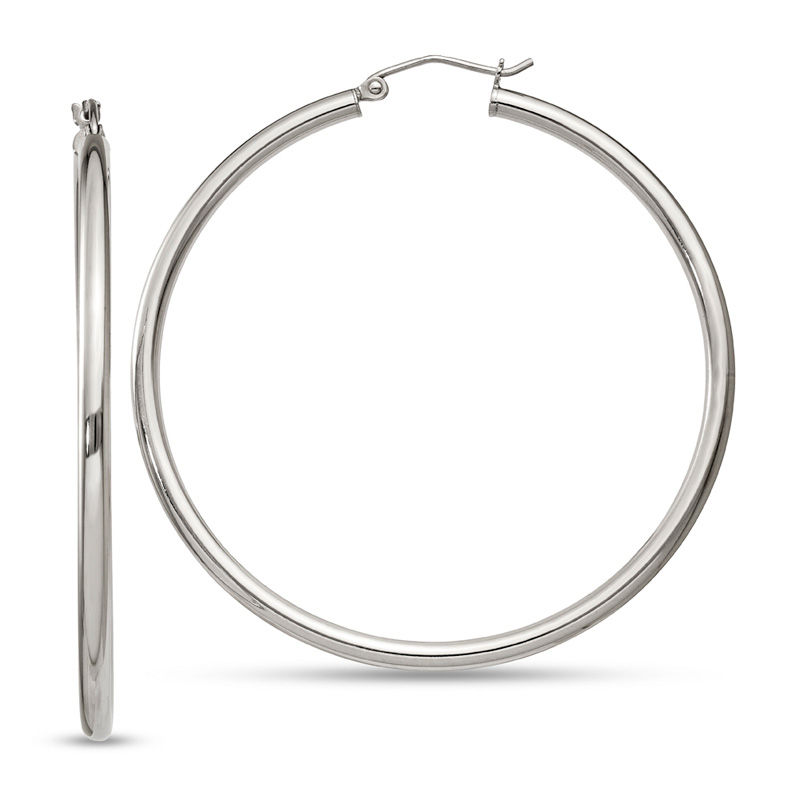 2.5 x 50.0mm Polished Hoop Earrings in Sterling Silver|Peoples Jewellers