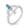 Thumbnail Image 1 of Enchanted Disney Merida Pear-Shaped Blue Topaz and 0.04 CT. T.W. Diamond Bow and Arrow Ring in Sterling Silver