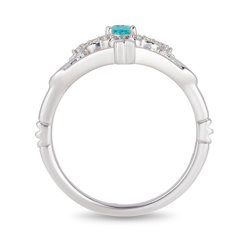 Main Image 3 of Enchanted Disney Merida Pear-Shaped Blue Topaz and 0.04 CT. T.W. Diamond Bow and Arrow Ring in Sterling Silver