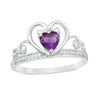 Thumbnail Image 0 of 5.0mm Heart-Shaped Amethyst and Diamond Accent Tiara Ring in 10K White Gold