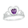 Thumbnail Image 1 of 5.0mm Heart-Shaped Amethyst and Diamond Accent Tiara Ring in 10K White Gold