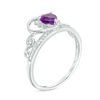 Thumbnail Image 1 of 5.0mm Heart-Shaped Amethyst and Diamond Accent Tiara Ring in 10K White Gold