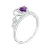 Thumbnail Image 2 of 5.0mm Heart-Shaped Amethyst and Diamond Accent Tiara Ring in 10K White Gold