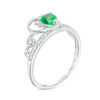 Thumbnail Image 1 of 5.0mm Heart-Shaped Lab-Created Emerald and Diamond Accent Tiara Ring in 10K White Gold