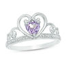 Thumbnail Image 0 of 5.0mm Heart-Shaped Lab-Created Alexandrite and Diamond Accent Tiara Ring in 10K White Gold