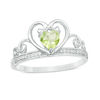 Thumbnail Image 0 of 5.0mm Heart-Shaped Peridot and Diamond Accent Tiara Ring in 10K White Gold