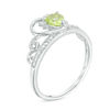 Thumbnail Image 1 of 5.0mm Heart-Shaped Peridot and Diamond Accent Tiara Ring in 10K White Gold
