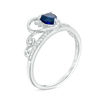 Thumbnail Image 1 of 5.0mm Heart-Shaped Lab-Created Blue Sapphire and Diamond Accent Tiara Ring in 10K White Gold