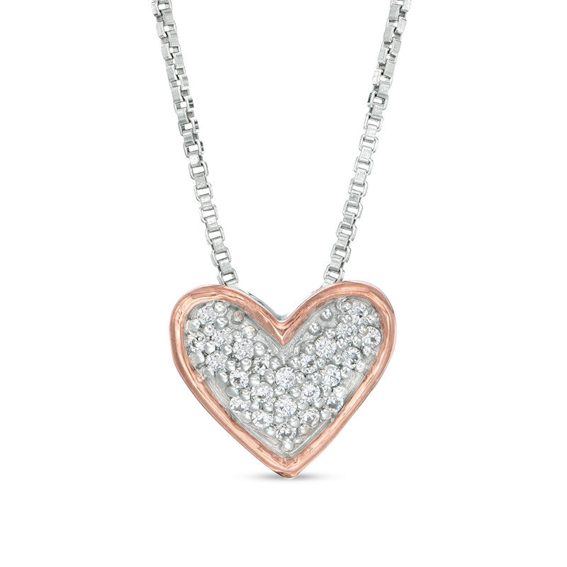 Convertibilities 0.18 CT. T.W. Composite Diamond Heart Three-in-One Pendant in Sterling Silver and 10K Rose Gold