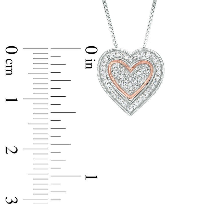 Convertibilities 0.18 CT. T.W. Composite Diamond Heart Three-in-One Pendant in Sterling Silver and 10K Rose Gold